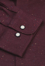 Load image into Gallery viewer, Wine with Multi-Coloured Nep Brushed Cotton Donegal Twill Shirt (4105B)
