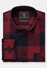 Load image into Gallery viewer, Burgundy &amp; Navy Buffalo Check Shirt (4244A)
