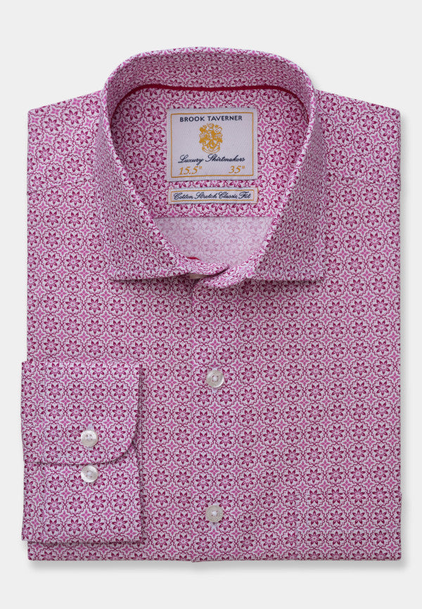Rose with Floral Print Cotton Poplin Shirt (4253AT)