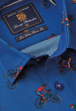 Load image into Gallery viewer, Cobalt Blue Bicycle Sporting Print Shirt (4266B)
