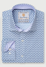 Load image into Gallery viewer, Blue and Light-Blue Gecko Print Business Casual Shirt (4319DT)

