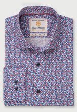 Load image into Gallery viewer, Blue with Red and White Rose Print Business Casual Shirt (4320CT)
