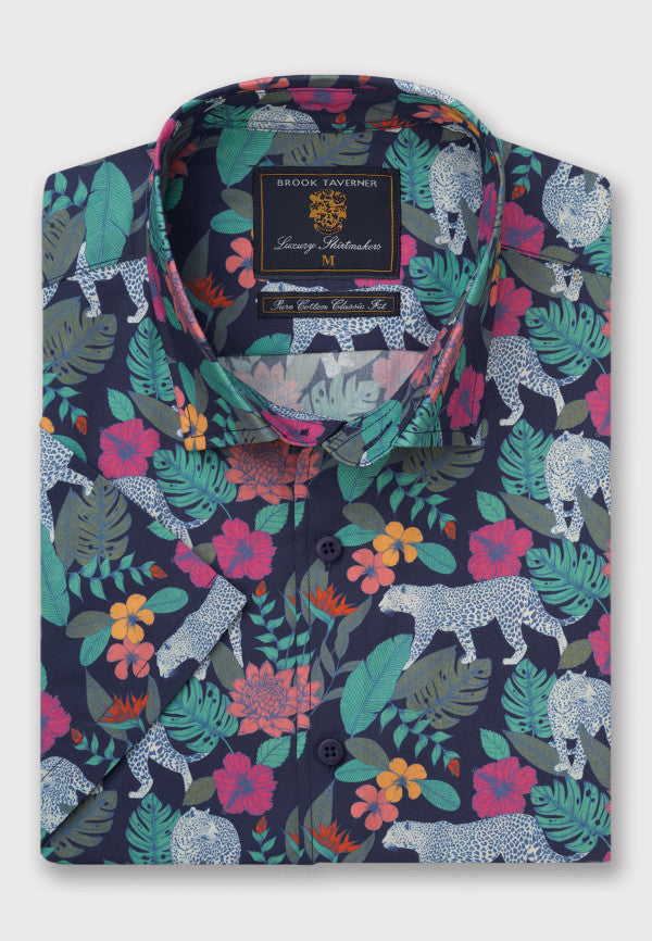 Leopard & Jungle Print Tropical Short Sleeve Shirt