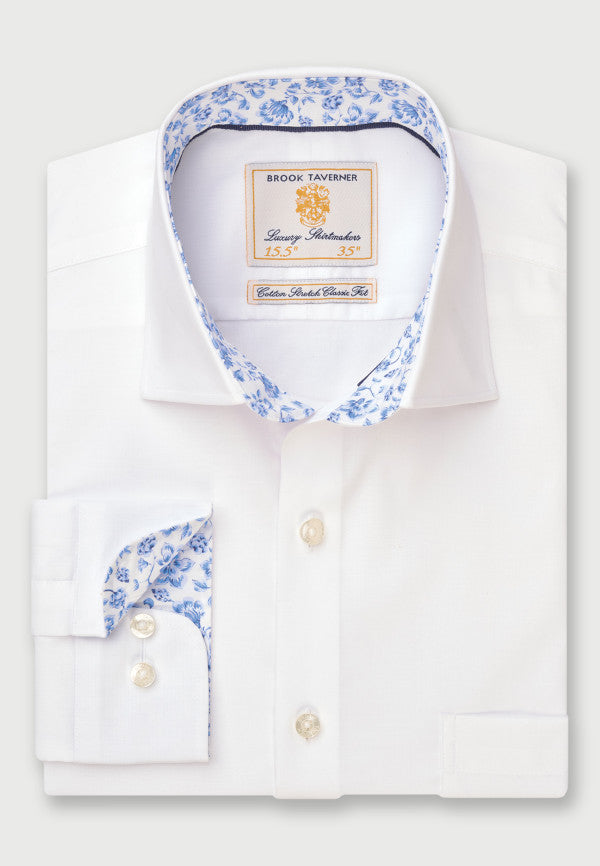 Plain White Business Casual Long Sleeve Shirt (4366AR)