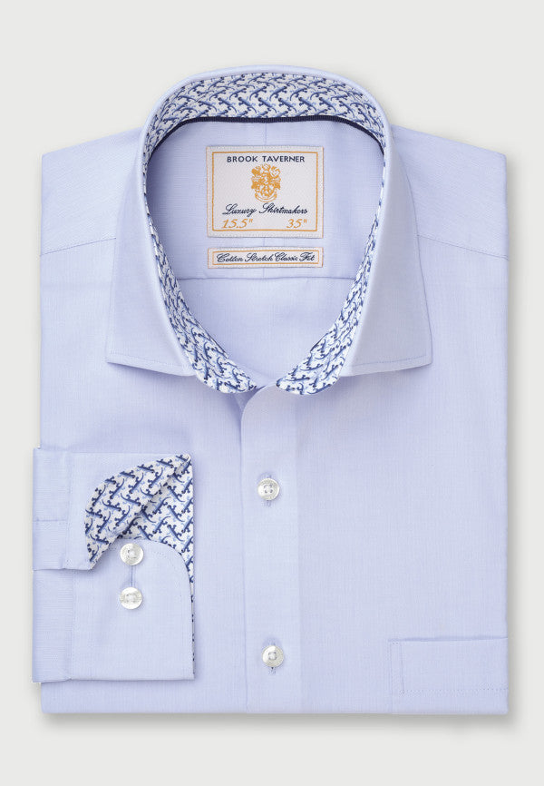 Plain Sky Blue Business Casual Long Sleeve Shirt (4366CR)