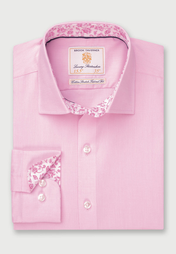 Plain Pink Business Casual Long Sleeve Shirt (4366FR)