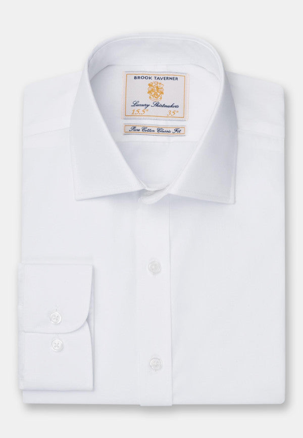 Single Cuff White Poplin Easycare Cotton Shirt (7762A)