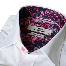 Load image into Gallery viewer, Claudio Lugli White Jacquard Shirt with Floral Trim (CP6789)
