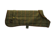Load image into Gallery viewer, Tweed Dog Coat with Chocolate Fleece
