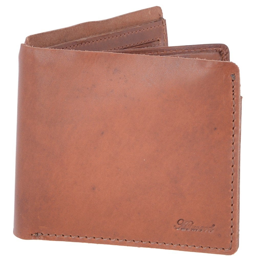 Leather Oily Hunter Wallet With ID And Coin Section Chestnut : 1884