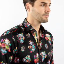Load image into Gallery viewer, Claudio Lugli Funky 3D Floral Sugar Skulls Shirt CP6890
