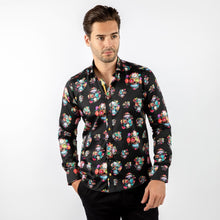 Load image into Gallery viewer, Claudio Lugli Funky 3D Floral Sugar Skulls Shirt CP6890
