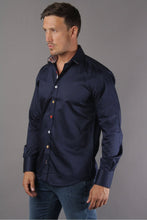 Load image into Gallery viewer, Claudio Lugli Navy Shirt with Coloured Trim (CP6752)
