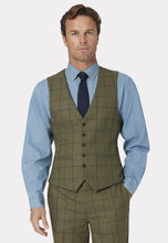 Load image into Gallery viewer, Haincliffe Green with Blue &amp; Merlot Overcheck Tweed Waistcoat
