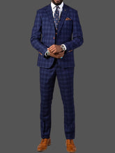 Load image into Gallery viewer, Marc Darcy Chigwell 3pc Blue Tweed Check Suit
