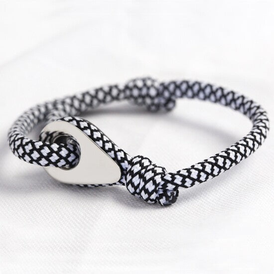 Men's Black & White Rope Adjustable Bracelet