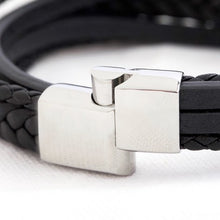 Load image into Gallery viewer, Men&#39;s Layered Leather Straps Bracelet in Black
