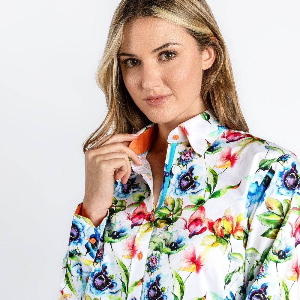 Claudio Lugli Ladies Watercolour Flower Shirt