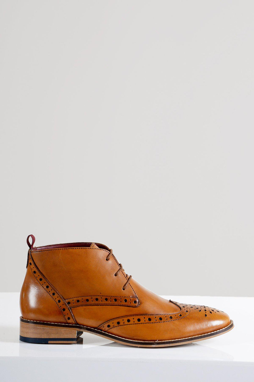 OXFORD Tan Leather Lace Up Brogue Boots by Marc Darcy