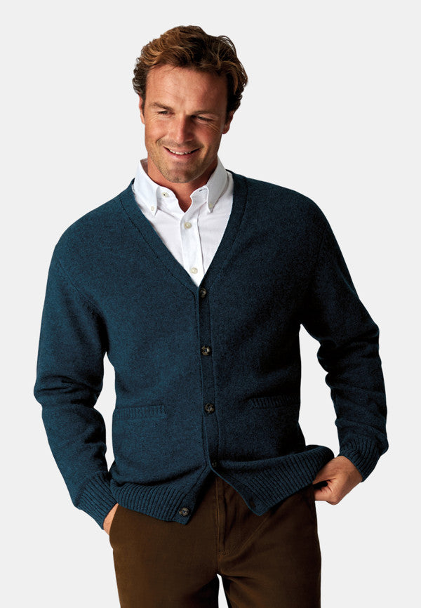 TATHAM Lambswool 7 Gauge Button Through Cardigan